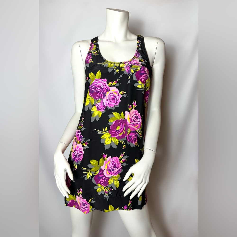 Betsey Johnson Floral Tank Dress with Purple/Pink Roses